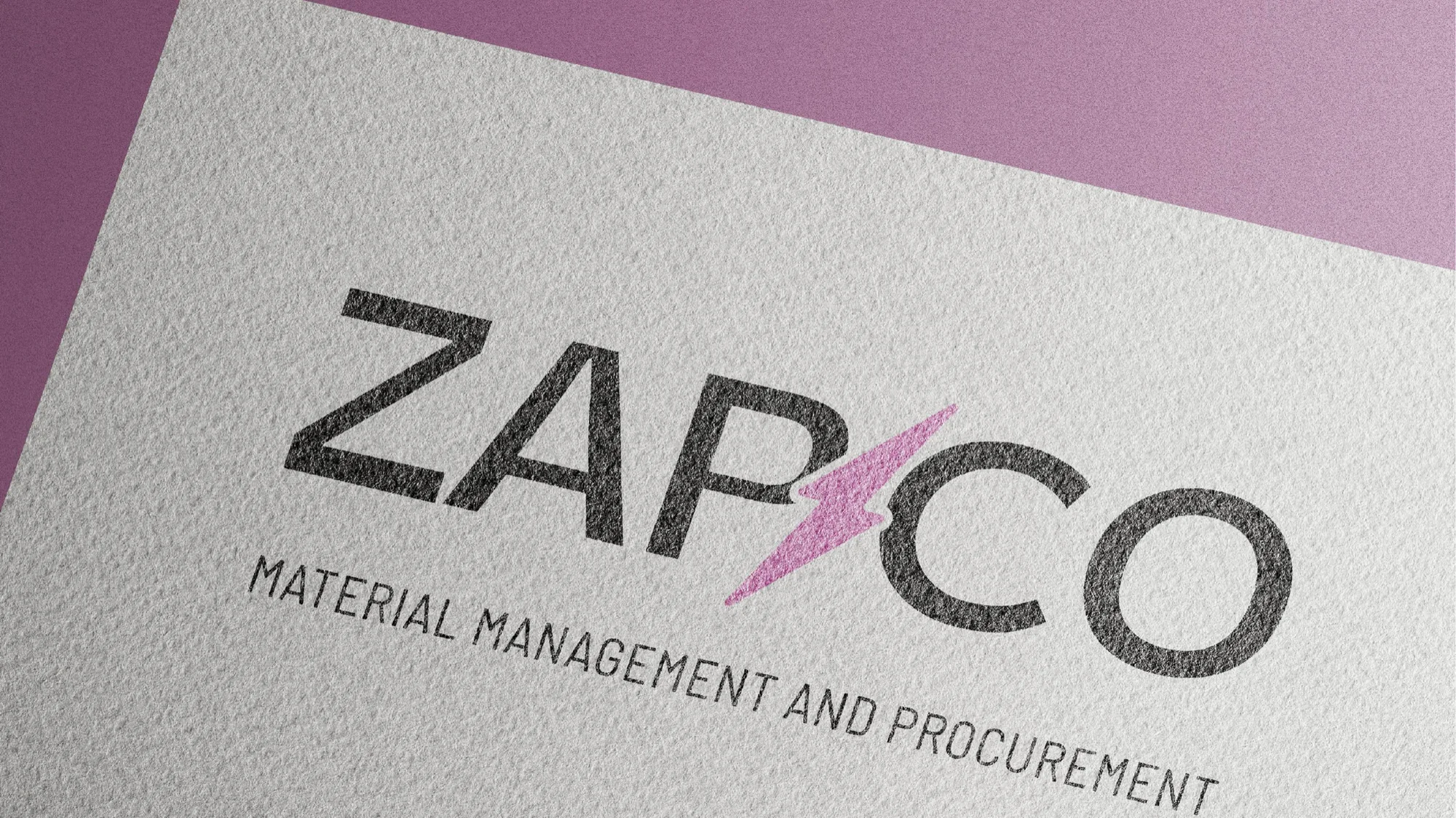 ZapCo identity applied to textured print material