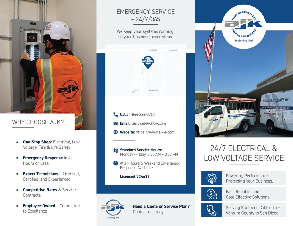 AJK service tri-fold shown in full