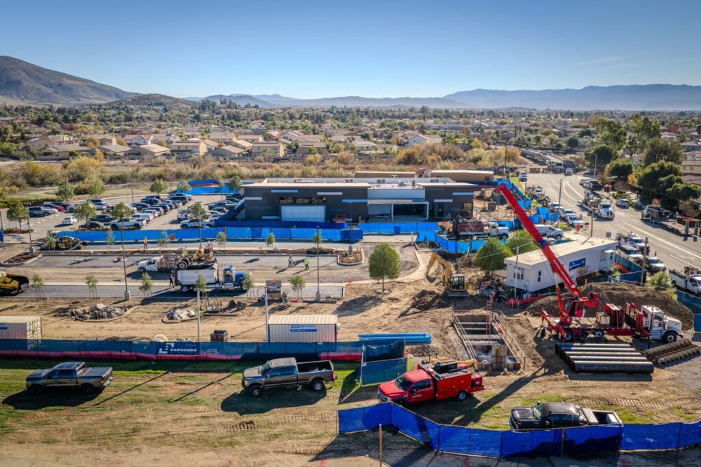Aerial view of French Valley Childcare during late 2025 construction