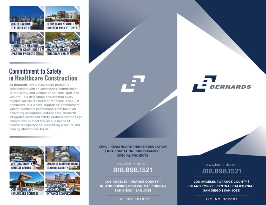 Bernards healthcare tri-fold brochure shown in full