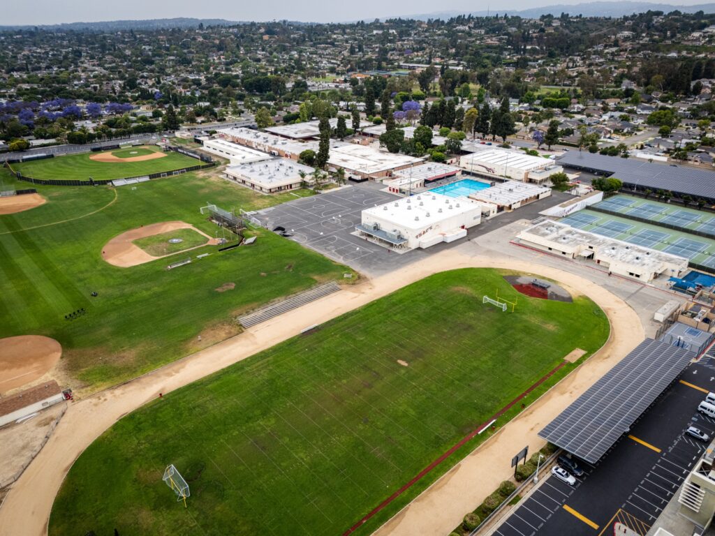 Troy High School construction photographed from above
