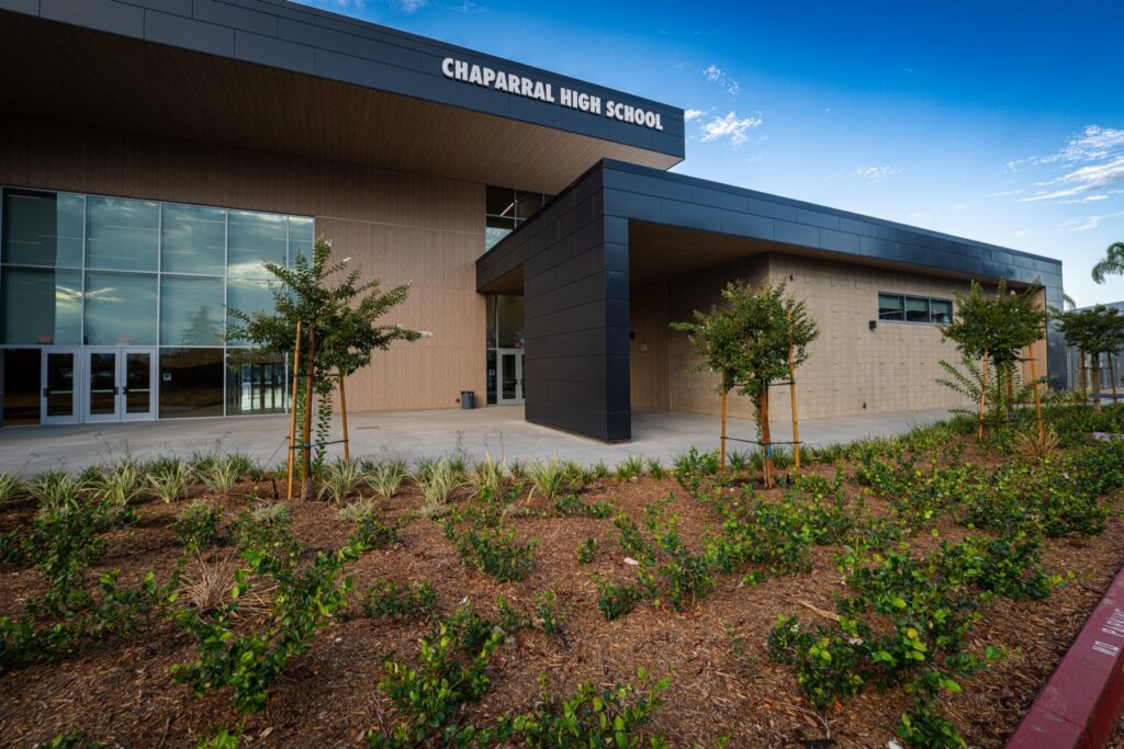 Chaparral High School auxiliary gymnasium entry photographed in 2025