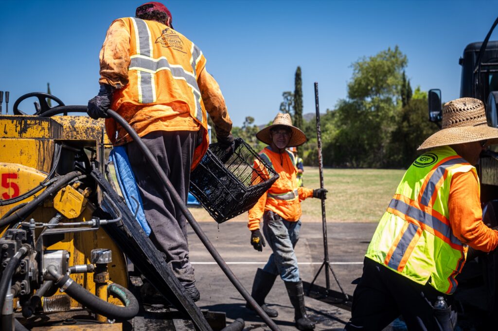 Neff crew working at Rancho Minerva campus modifications in 2025