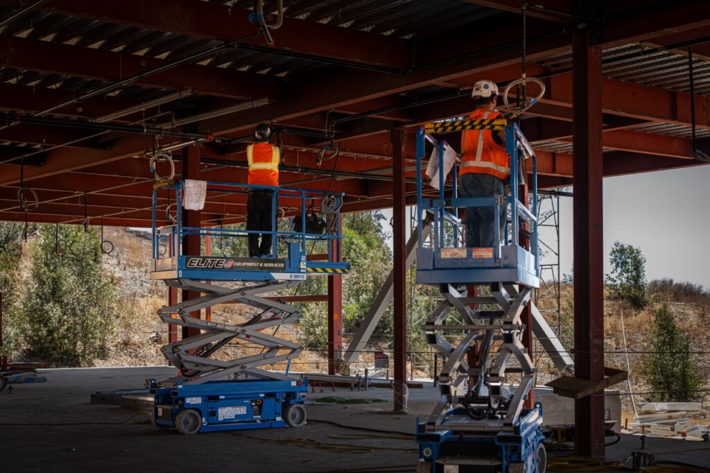 Pro-Craft crew installing overhead systems at Crafton Hills College in 2026