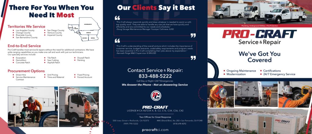 Pro-Craft service brochure shown in full