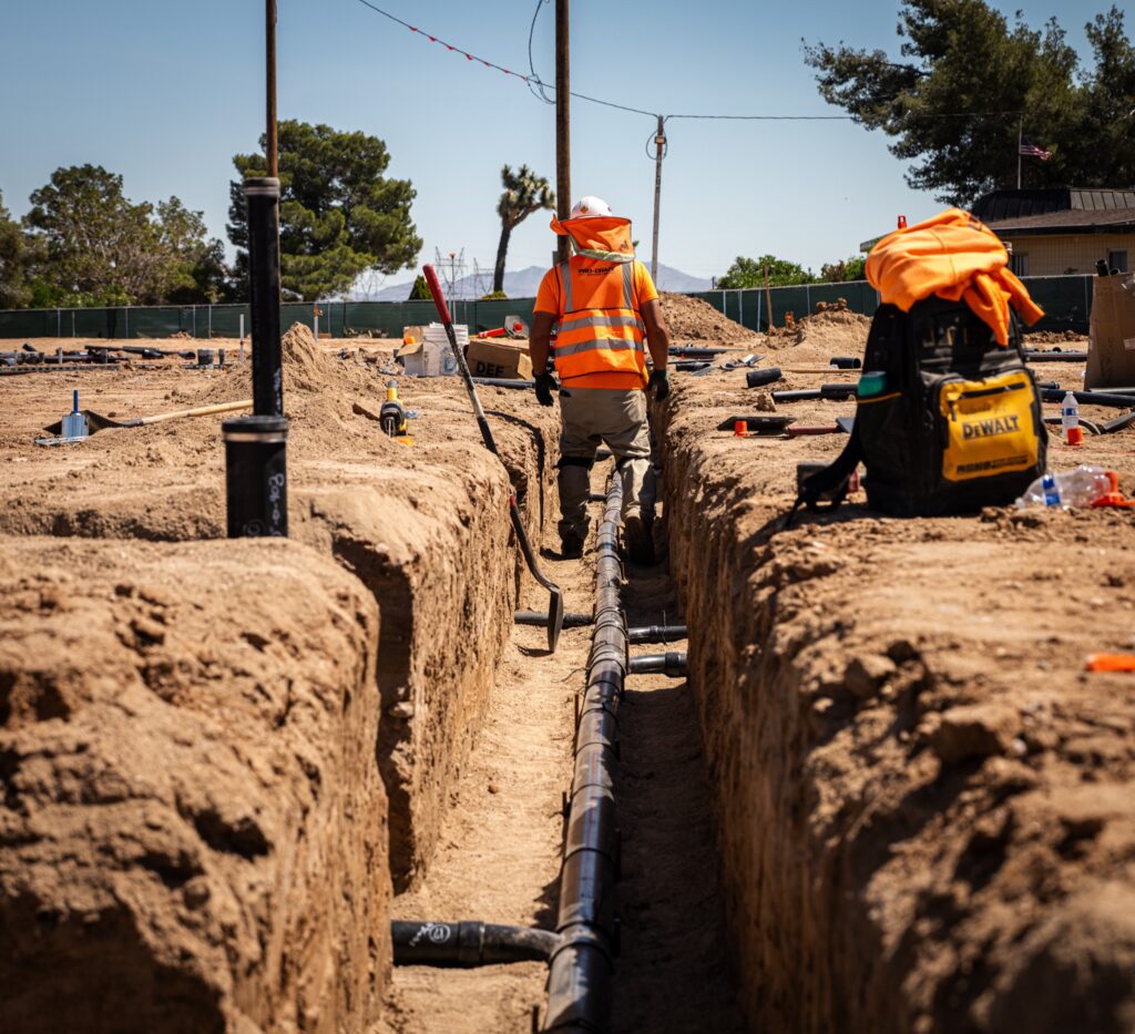 Pro-Craft worker in a utility trench at Victorville Department of Behavioral Health